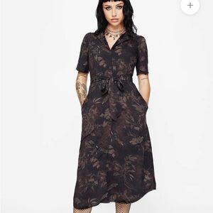 Disturbia Moth Printed Midi Shirt dress